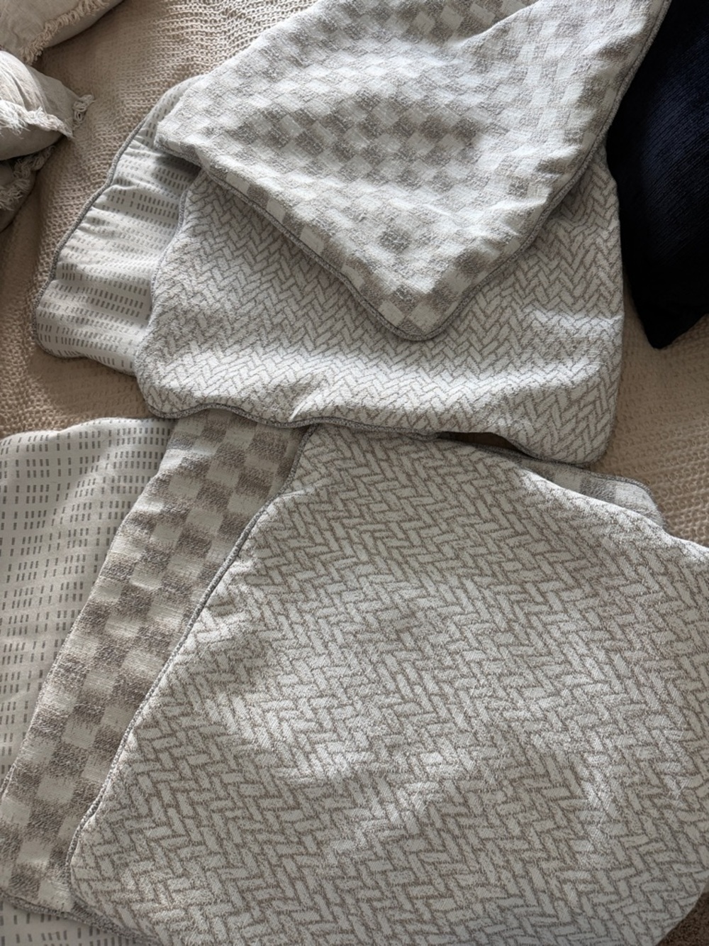 6ct Neutral Beige Textured Home Throw Pillow Covers